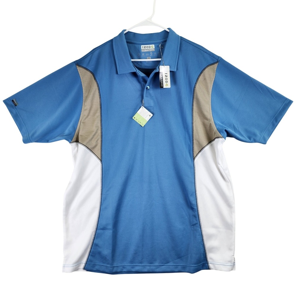 IZOD Carbon Technology Polo Shirt Mens XXL Blue Colorblock Performance Golf